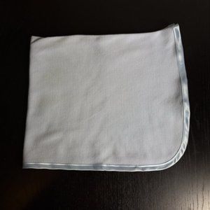Vintage Solid Light Blue Waffle Knit Baby Blanket Satin Trim Mount Vernon Mills